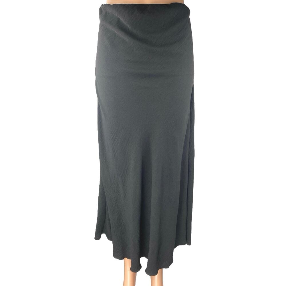 See You Monday Black High Waisted Pull On Midi Maxi Bodycon A-Line Skirt Size M